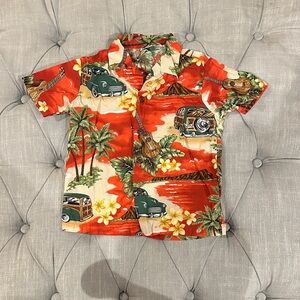 Tropical Kids Button Down Shirt - Red and Green